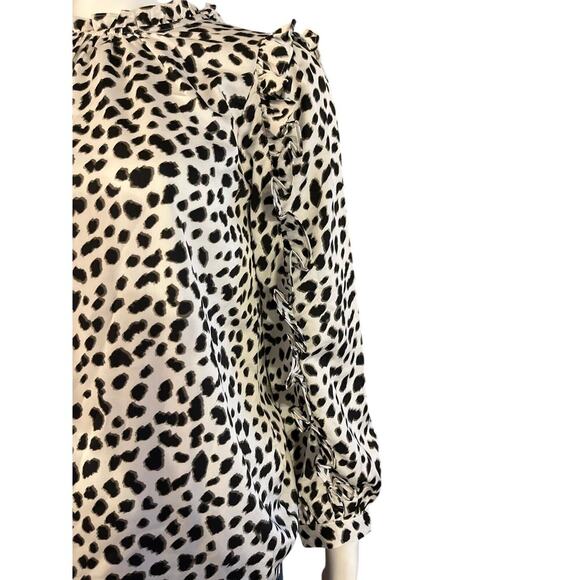 J.Crew Womens Ruffle Sleeve Leopard Print Satin Crepe Top Blouse Size Small - Picture 6 of 15